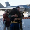 Family members greeted the F-35C aviators as they emerged from their aircraft.